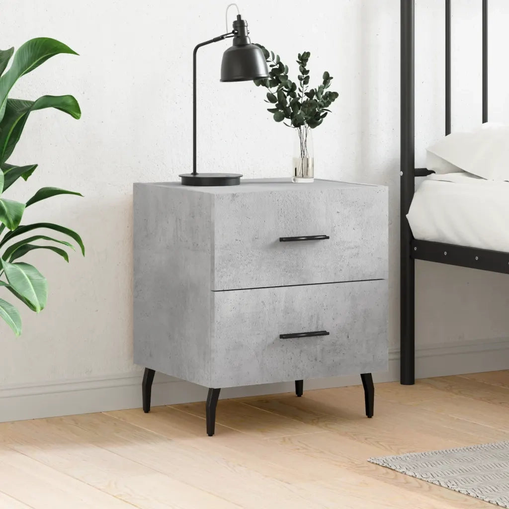 Comodino | Armadio da Notte | Mobiletto da notte Grigio Cemento 40x35x47,5 cm in Legno Multistrato