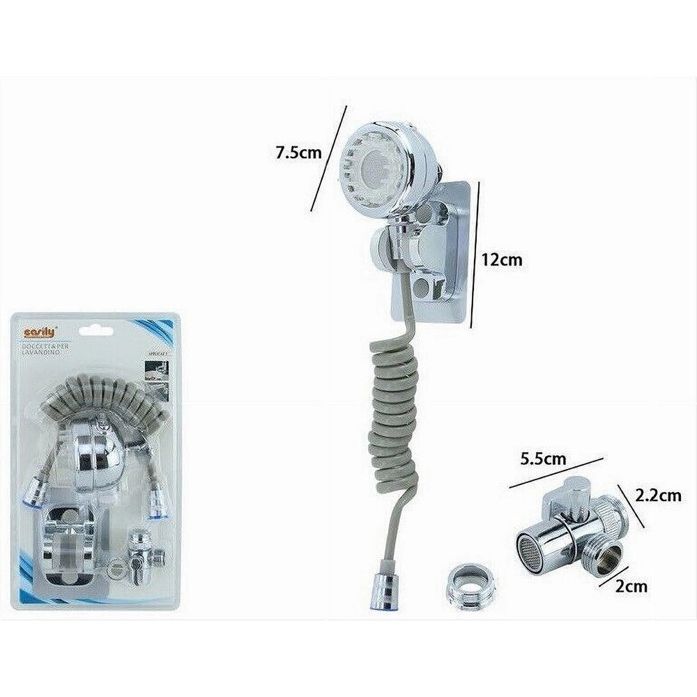 Trade Shop - Kit Doccetta Per Lavandino Soffione Bagno Con Supporto Staffa Deviatore Laccio 87499 -