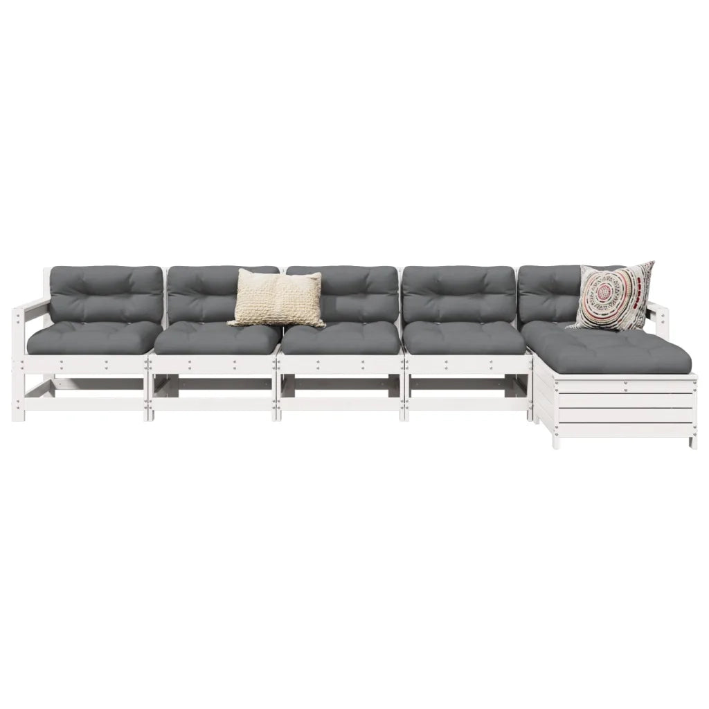 Set Divani da Giardino 6 pz Bianco in Legno Massello di Pino 3250861