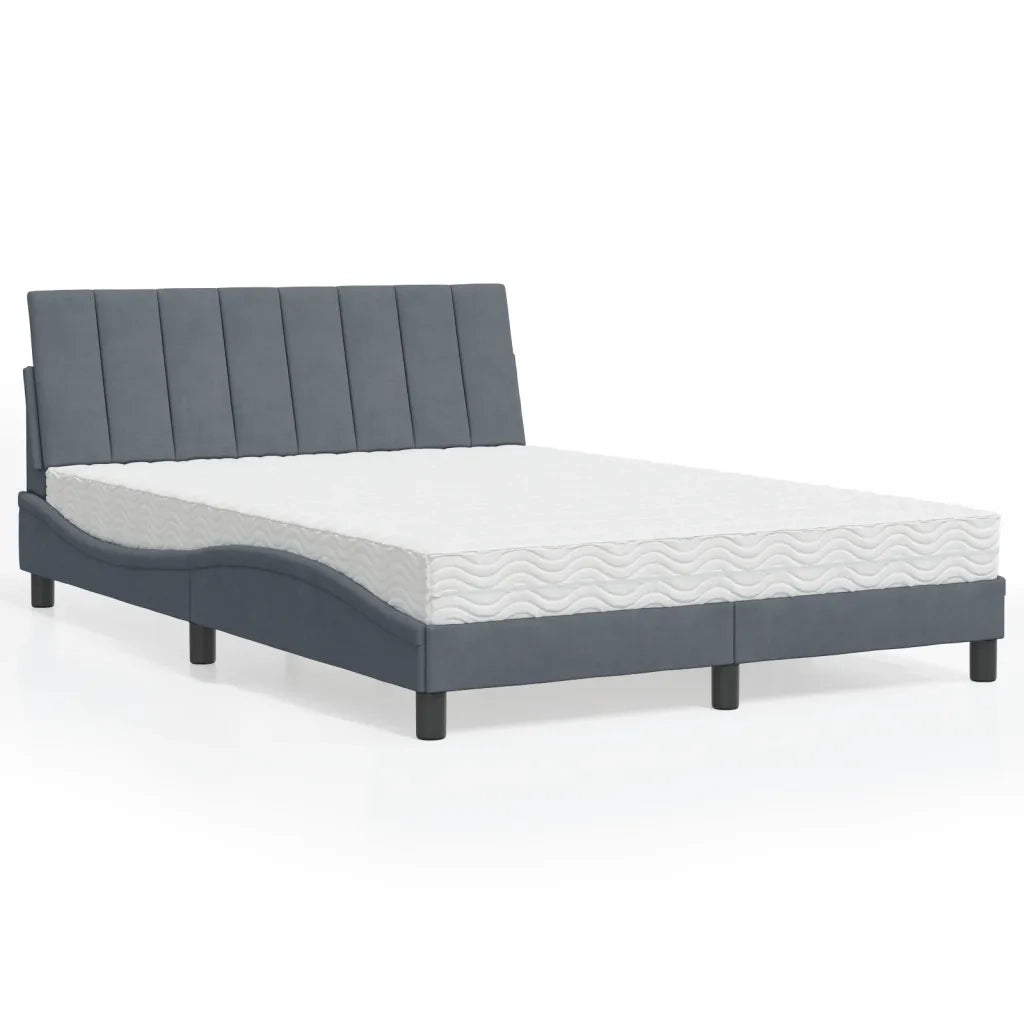 Letto con Materasso Hanko Grigio Scuro 140x200 cm in Velluto 3208599