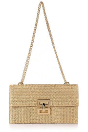 Borsa da Dama in Stro Clutch con Cinturino Metallico per Matrimonio Festa Vacanza