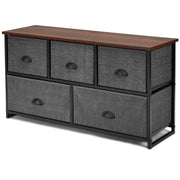 Cassettiera in tessuto a 5 cassetti 100 x 30 x 53,5 cm pratica ed elegante design moderno in ferro nero e grigio scuro 20_0020922