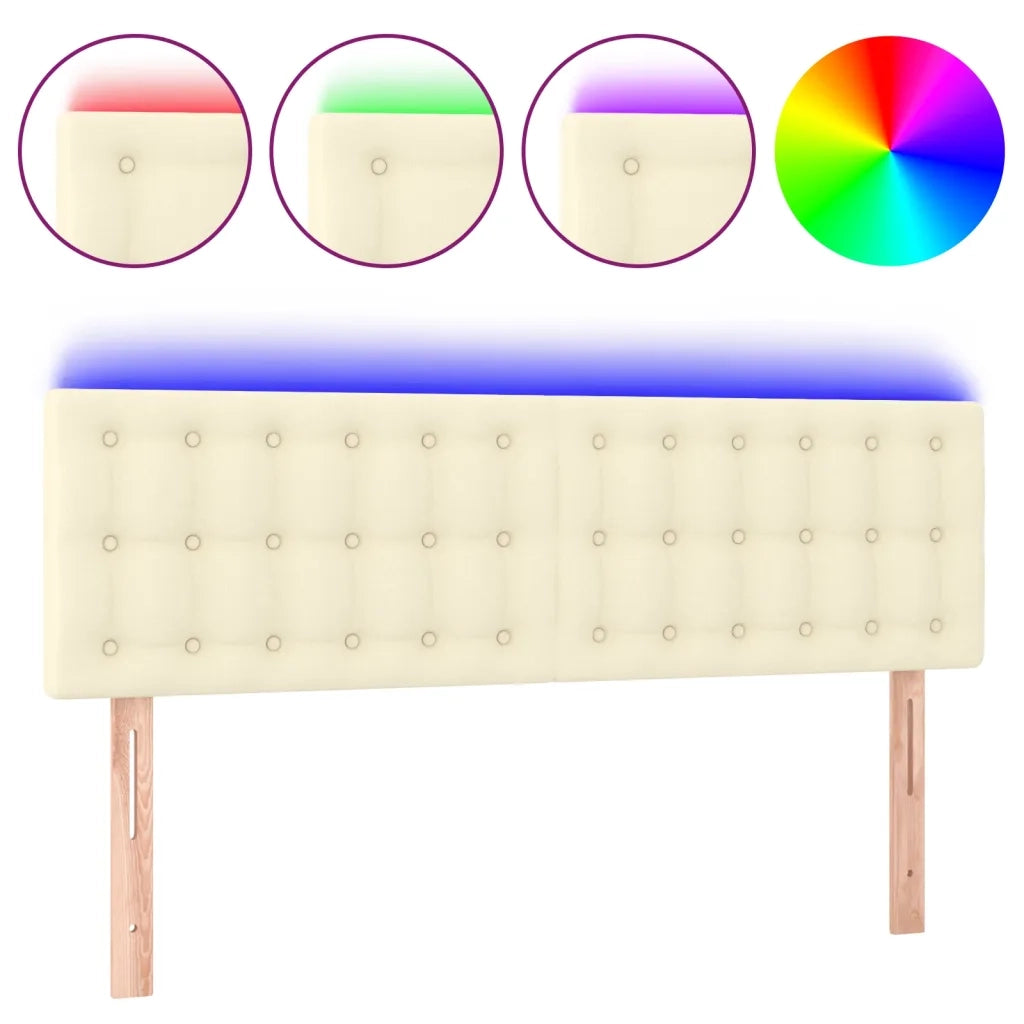 Testiera-Testata-Testiera Decorativa Crema a LED 144x5x78/88 cm in Similpelle 526584