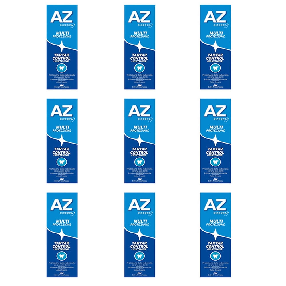 Multipack da 9 dentifrici az multi-protezione tartar control + whitening da 75 millilitri ciascuno