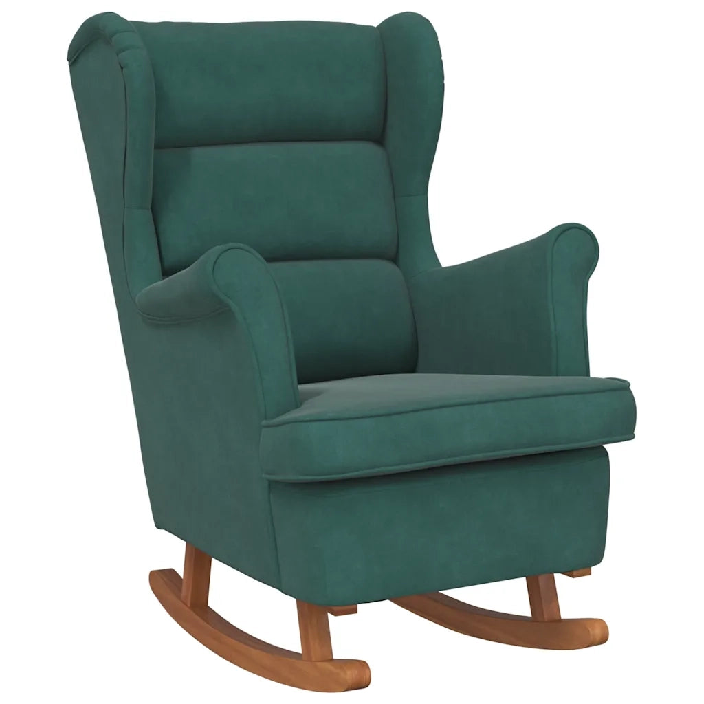 Sedia a dondolo con schienale alto in velluto verde scuro CFW3328523