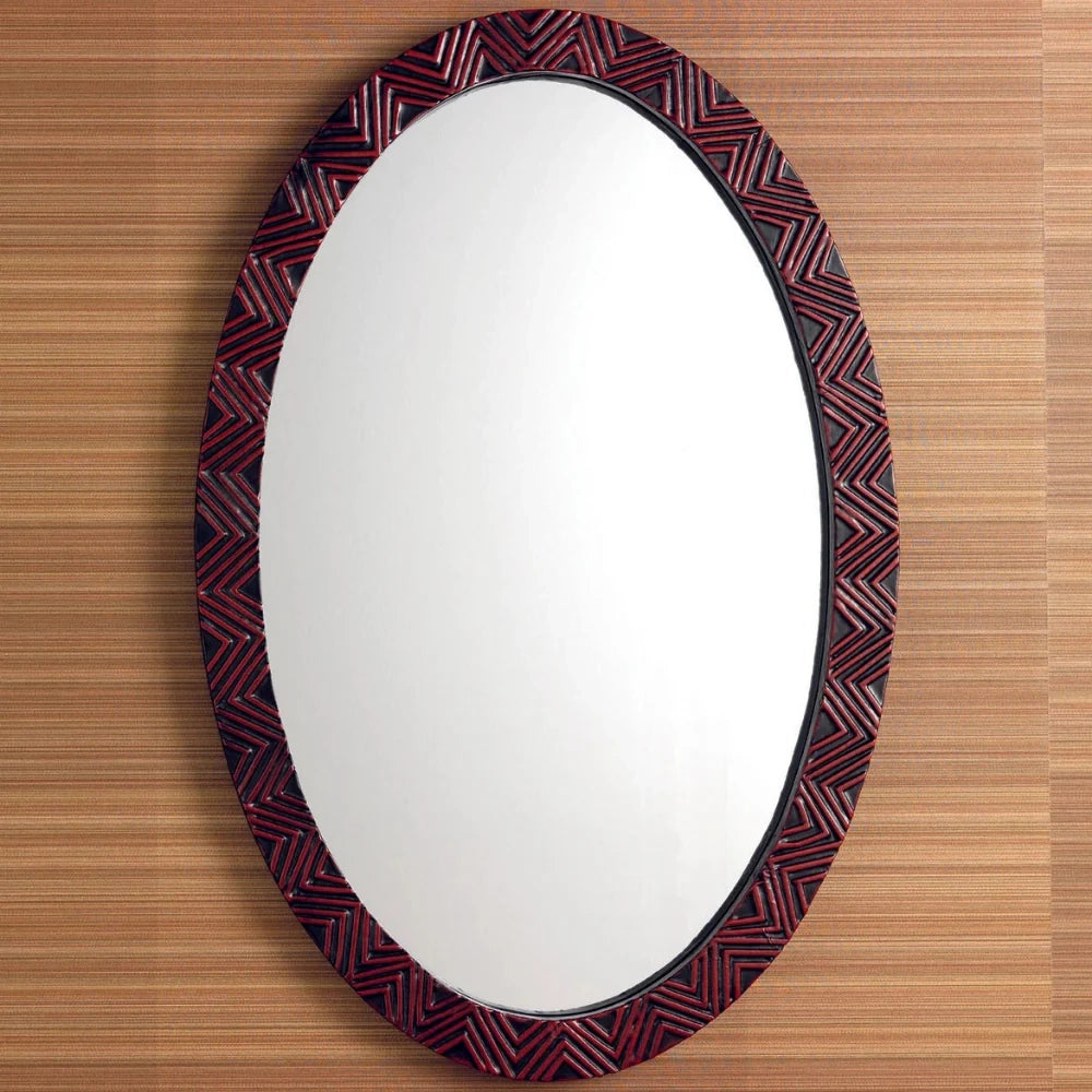 Specchio ovale da parete Zig con cornice in legno marrone scuro | Duzzle
