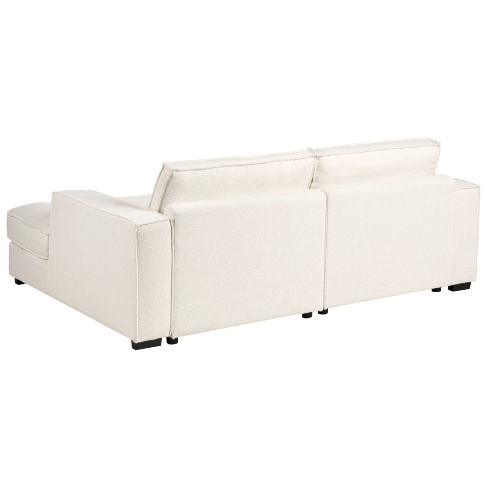Divano angolare a sinistra in bouclé con schienale imbottito in poliestere e cuscini Beige chiaro stile moderno