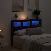 Testiera con Contenitore a LED-Testiera con Ripiani Rovere Nero 140x17x102 cm