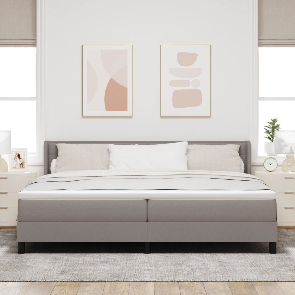 Letto a Molle  con Materasso Tortora 200x200 cm Tessuto