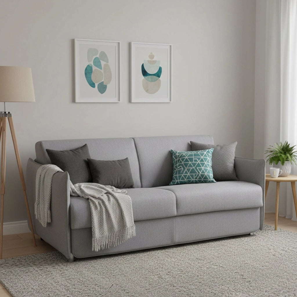 Gravere, Divano Letto 3 Posti Sfoderabile Made in Italy, 200x95 cm Grigio