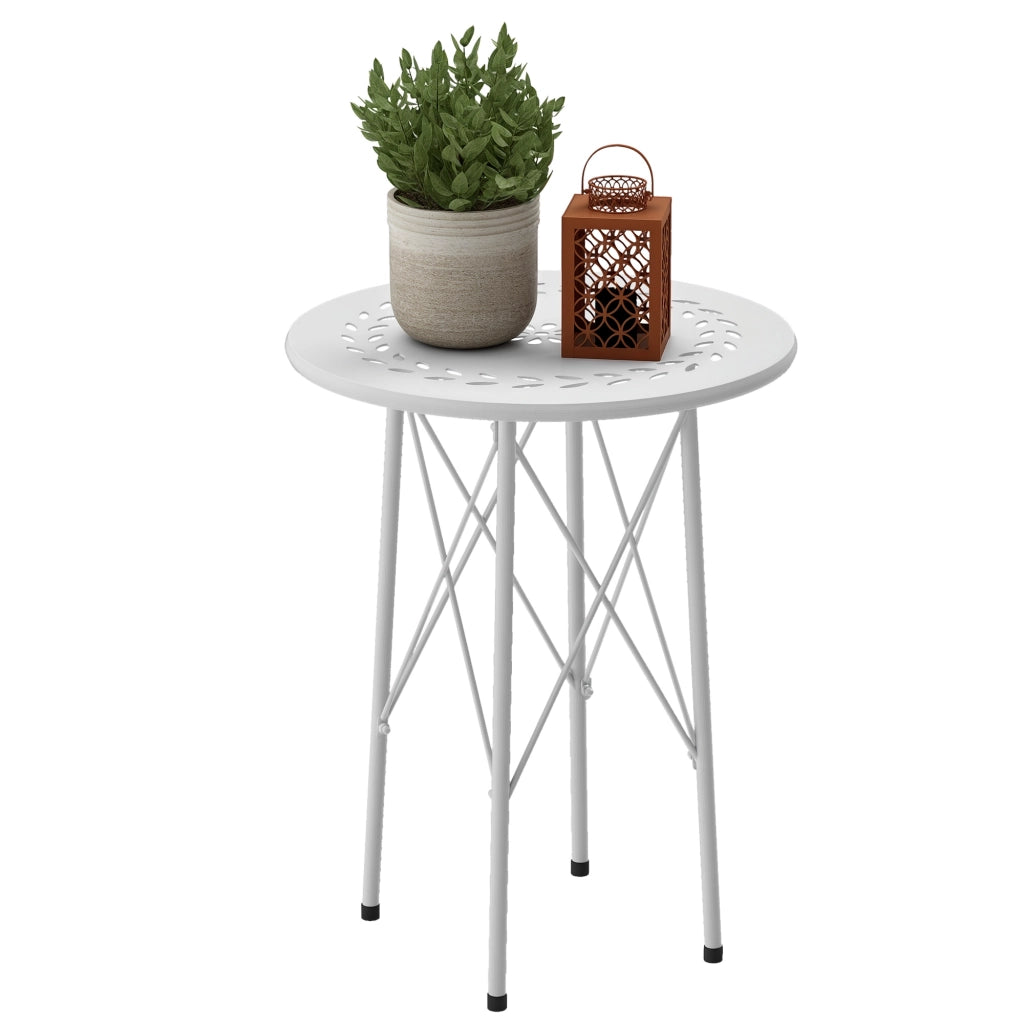 Tavolo da giardino rotondo in acciaio con gambe a X ¨C zephmum ¨C bianco ?40x50cm