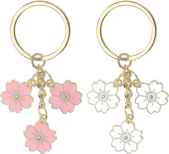 Due orecchini a forma di fiore con portamonete - Rosa e bianco - Per ragazze e donne - Orecchino personalizzato con regalo scolastico - Donne - Regalo originale