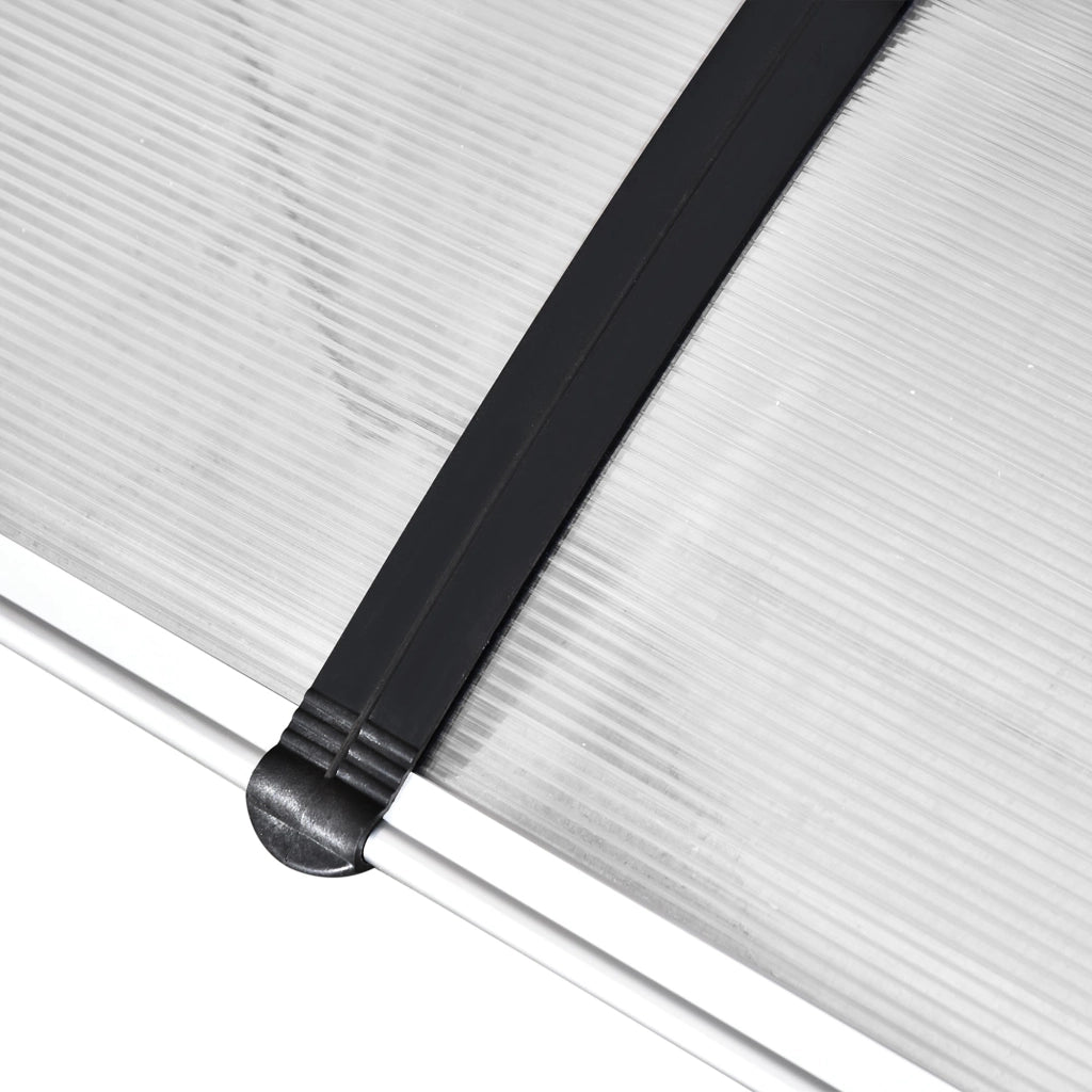 Pensilina Tettoia 122x89x24 cm in Policarbonato PP e Alluminio Nera e Trasparente