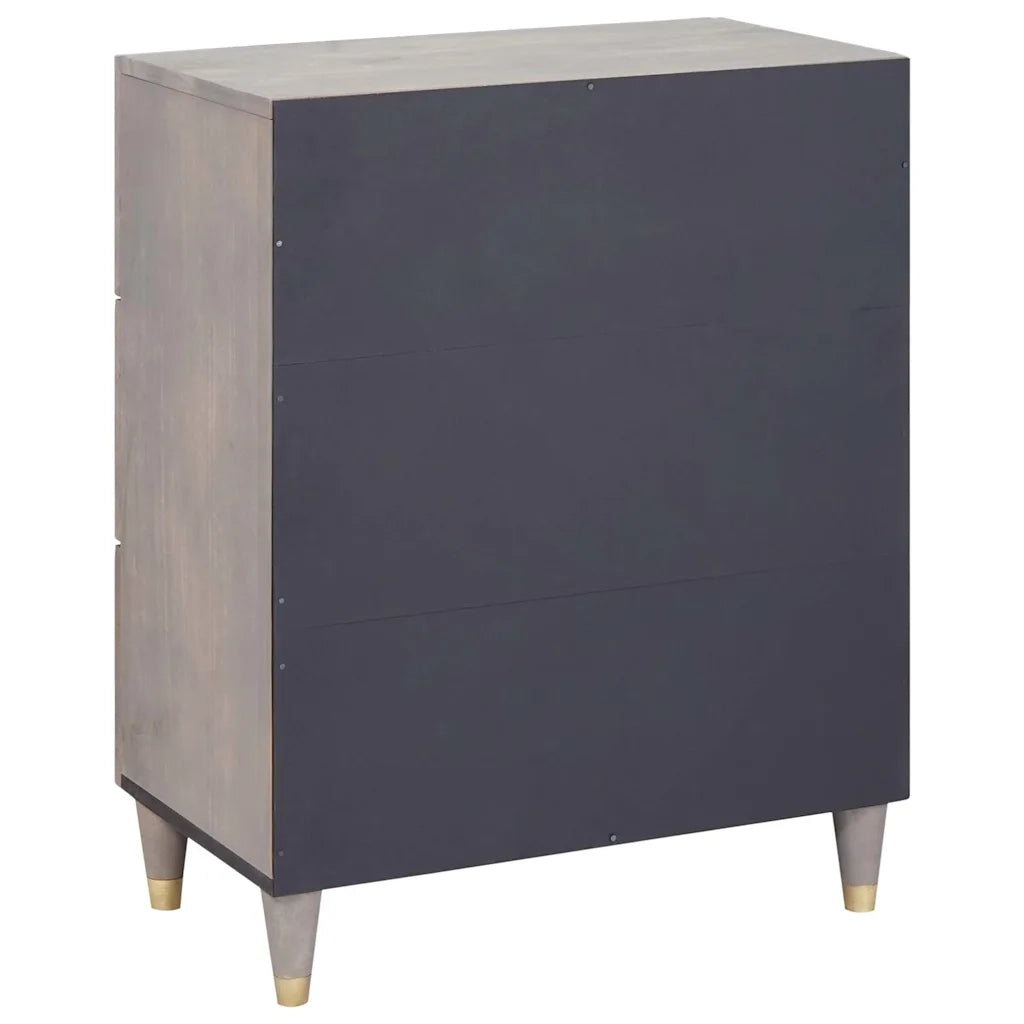 Credenza | Madia | Buffet da pranzo | Armadio da pranzo Grigio e Oro 60 x 33 x 75 cm Legno di mango massello