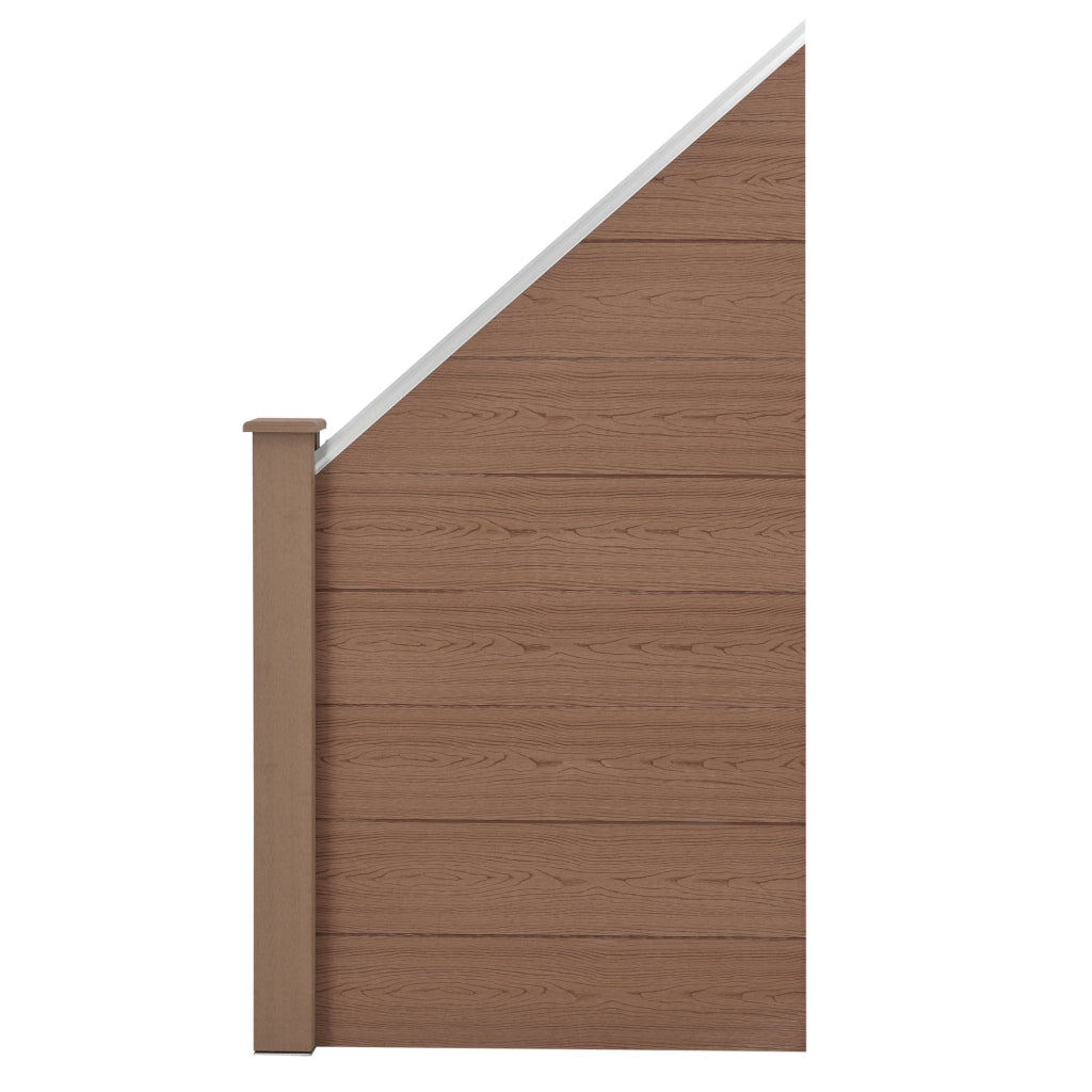Recinzione in WPC Segovia per Giardino Elemento Terminale Inclinato Alto 180 cm Lungo 96 cm Marrone NEU.HOLZ