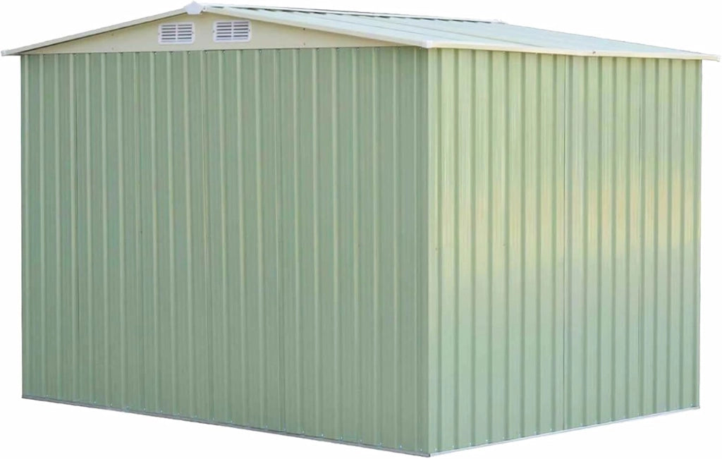 Casetta da Giardino 4,75㎡, Capanno da Esterno in Lamiera Zincata Resistente alle Intemperie con Porta Scorrevole e Tetto a Sella Galvanizzato con Ventilazione, 257 x 205 x 175,5 cm
