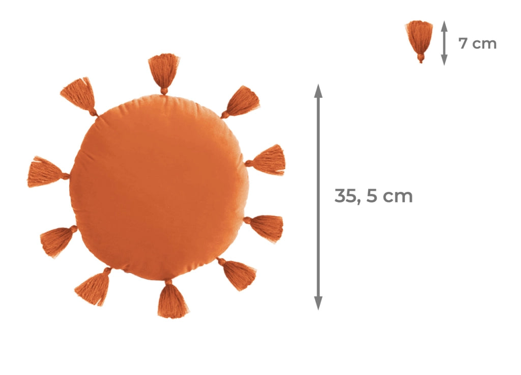 Cuscino Arredo Decorativo Imbottito Velluto Tinta Unita Rotondo Sunshine - Sunshine - Arancio