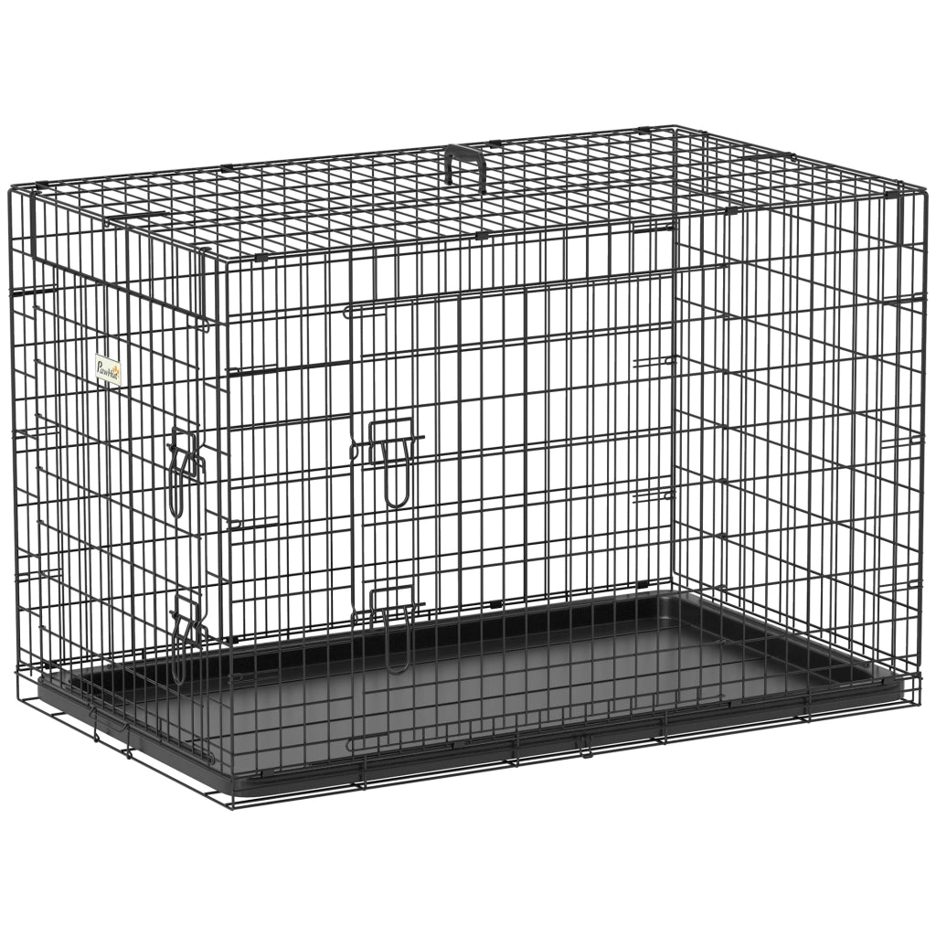 Gabbia Trasporto Cane Pieghevole ¨C Zephmum ¨C Nero Metallo 92x57x62.5 cm