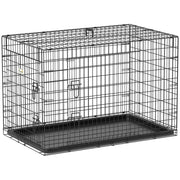 Gabbia Trasporto Cane Pieghevole ¨C Zephmum ¨C Nero Metallo 92x57x62.5 cm