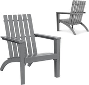 Adirondack - Sedia da giardino in legno di acacia, con schienale e braccioli, ergonomica, da giardino fino a 160 kg, per balcone, giardino, spiaggia (grigio)