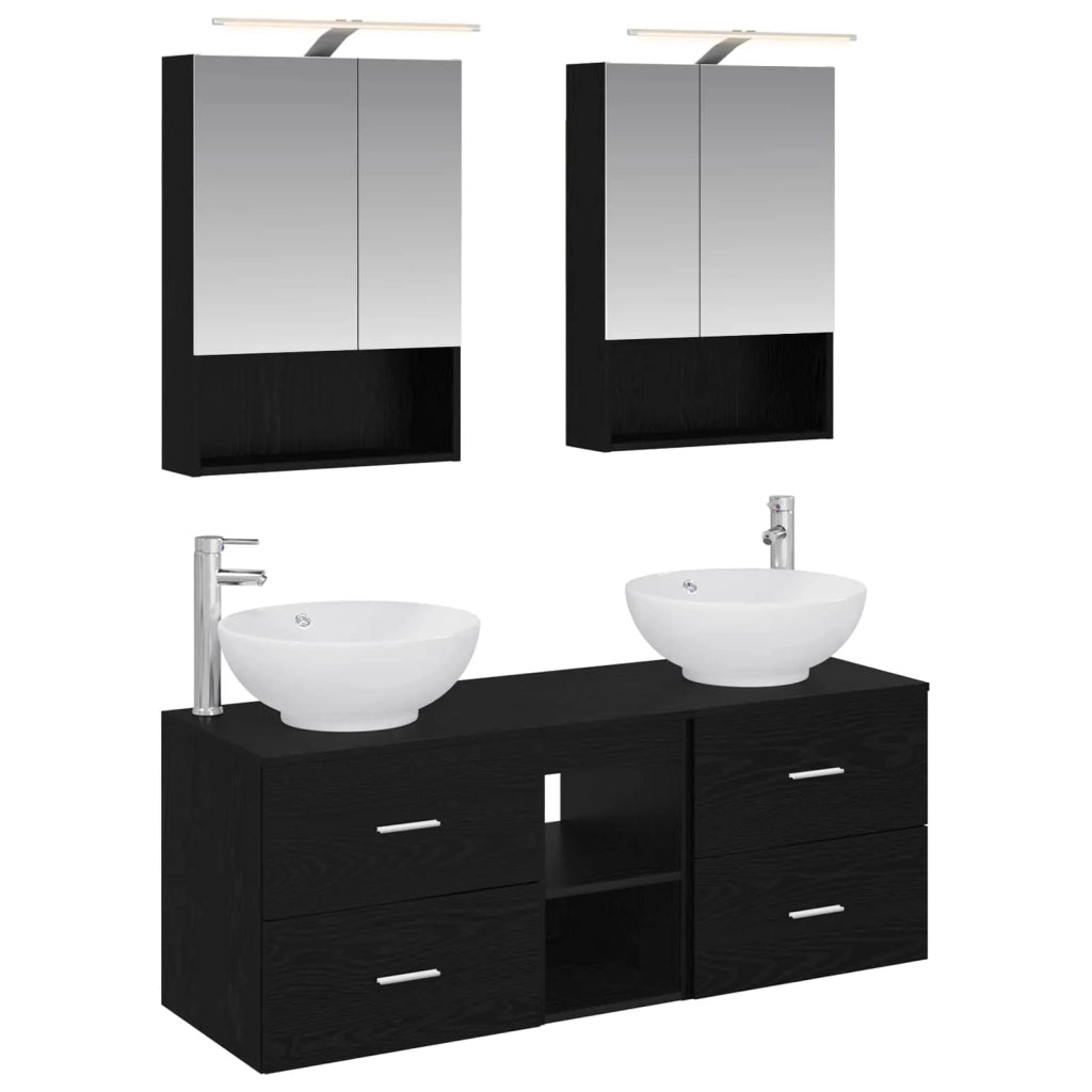 Set di mobili per il bagno 5 pcs Rovere Nero 3406960