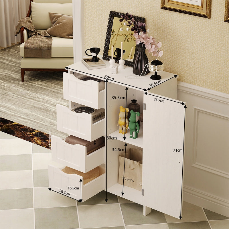 ARMADIO SCAFFALE COMÒ BAGNO INGRESSO 3 CASSETTI BIANCO ALTEZZA 80 CM