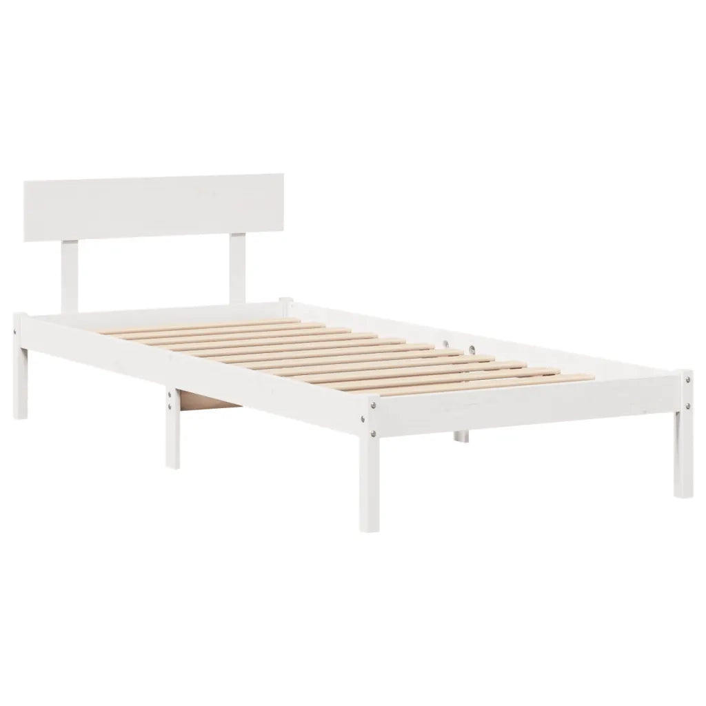 Letto senza Materasso Bianco 90x190 cm in Legno Massello Pino 3306606