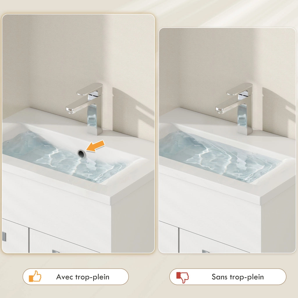 Set Bagno 4 Pezzi ¨C zephmum ¨C Bianco, Multistrato, Parete, Sottolavabo, Specchio