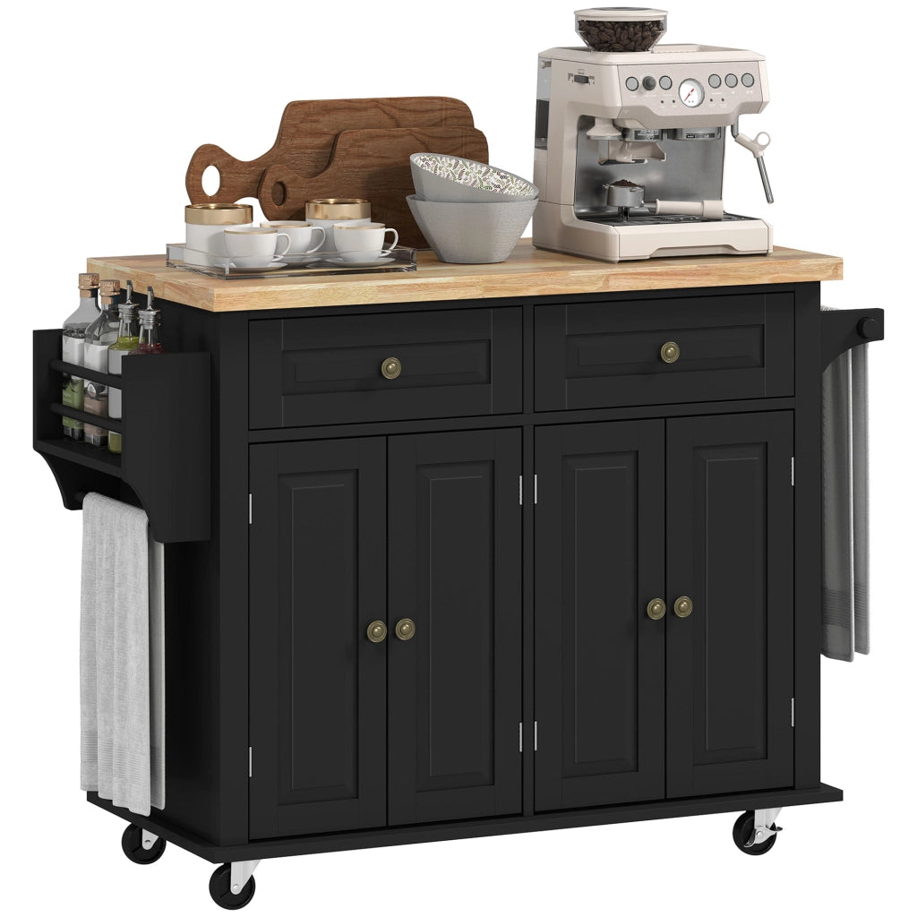 Carrello da Cucina con Ruote e Ripiani Regolabili ¨C zephmum ¨C Nero, Legno, 111x44.5x82.5 cm