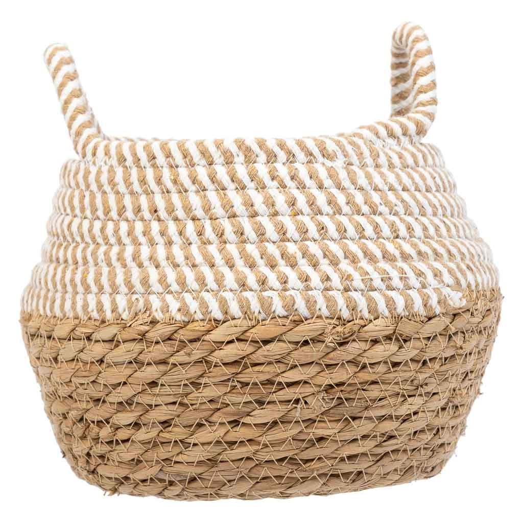 Cestino in fibra naturale e cotone marrone D18x13/16,5