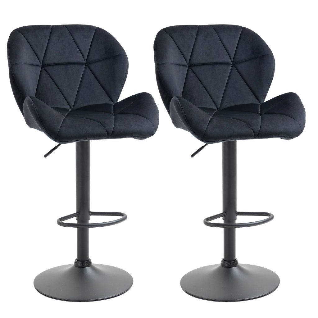 SGABELLO DA BAR girevole e regolabile in altezza 51,5x57,5x93-114,5 cm nero Set da 2 pezzi