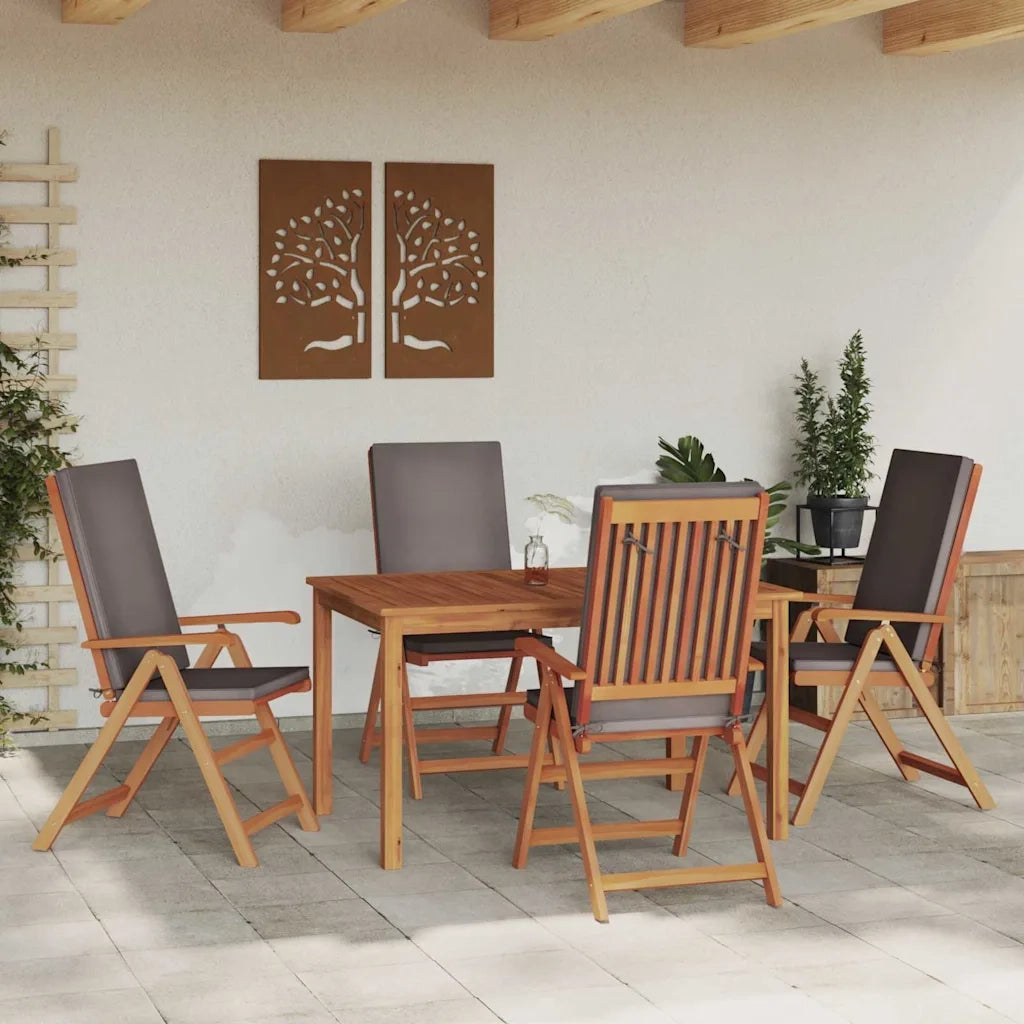 Sedia da Giardino 4 pcs Marrone e Grigio 57 x 71.5 x 104 cm