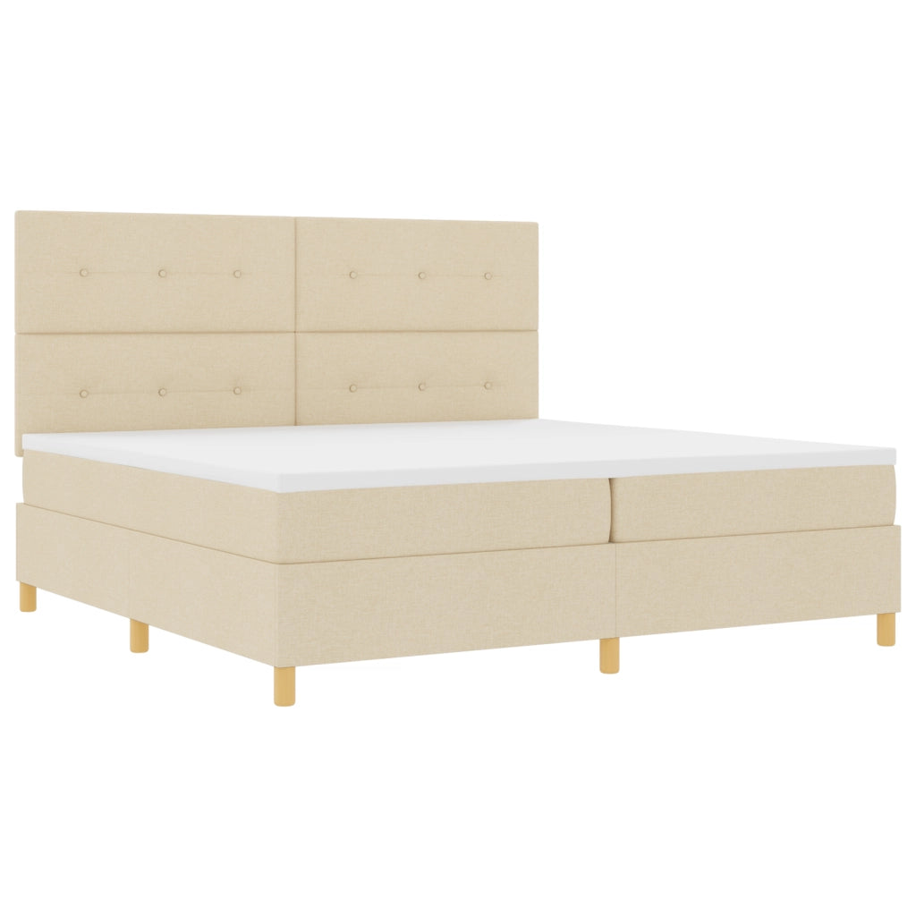Letto Box Spring con Materasso e LED Crema 200x200 cm Tessuto