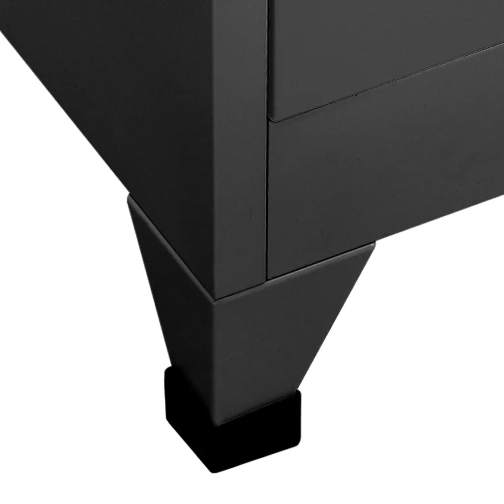 Armadietto da ufficio moderno 90 x 40 x 180 cm con 18 ante chiudibili a chiave in acciaio antracite 02_0047041