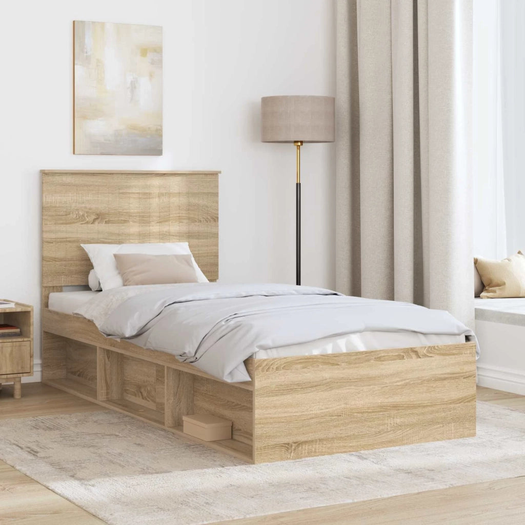 Struttura del letto Rovere Sonoma 90 x 190 cm Pino massello 3411057