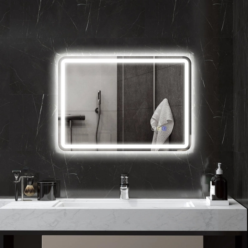 Specchio LED da bagno con musica, orologio e funzione antiappannamento