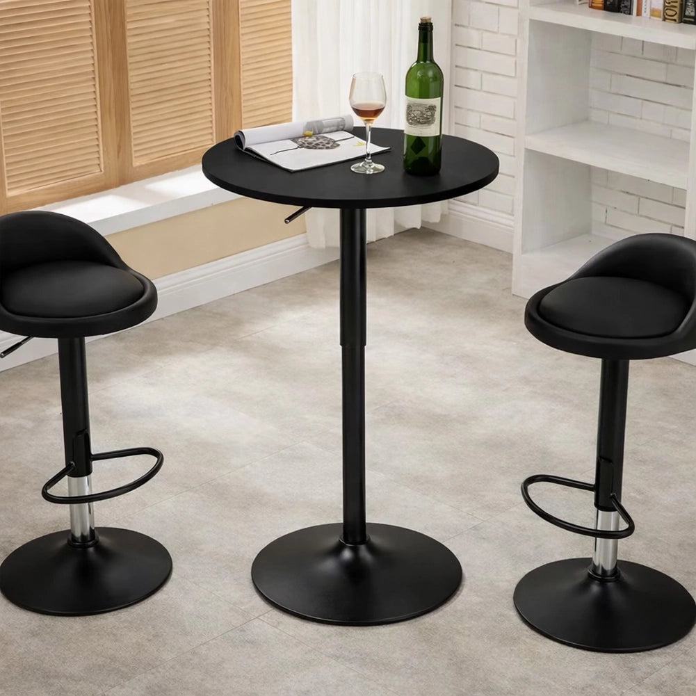 Tavolo Bar Girevole Nero Diametro 60cm con Altezza Regolabile per Bar Ristoranti