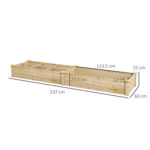 Letto per Orto con Divisorio 237x60x25 cm in Legno Naturale