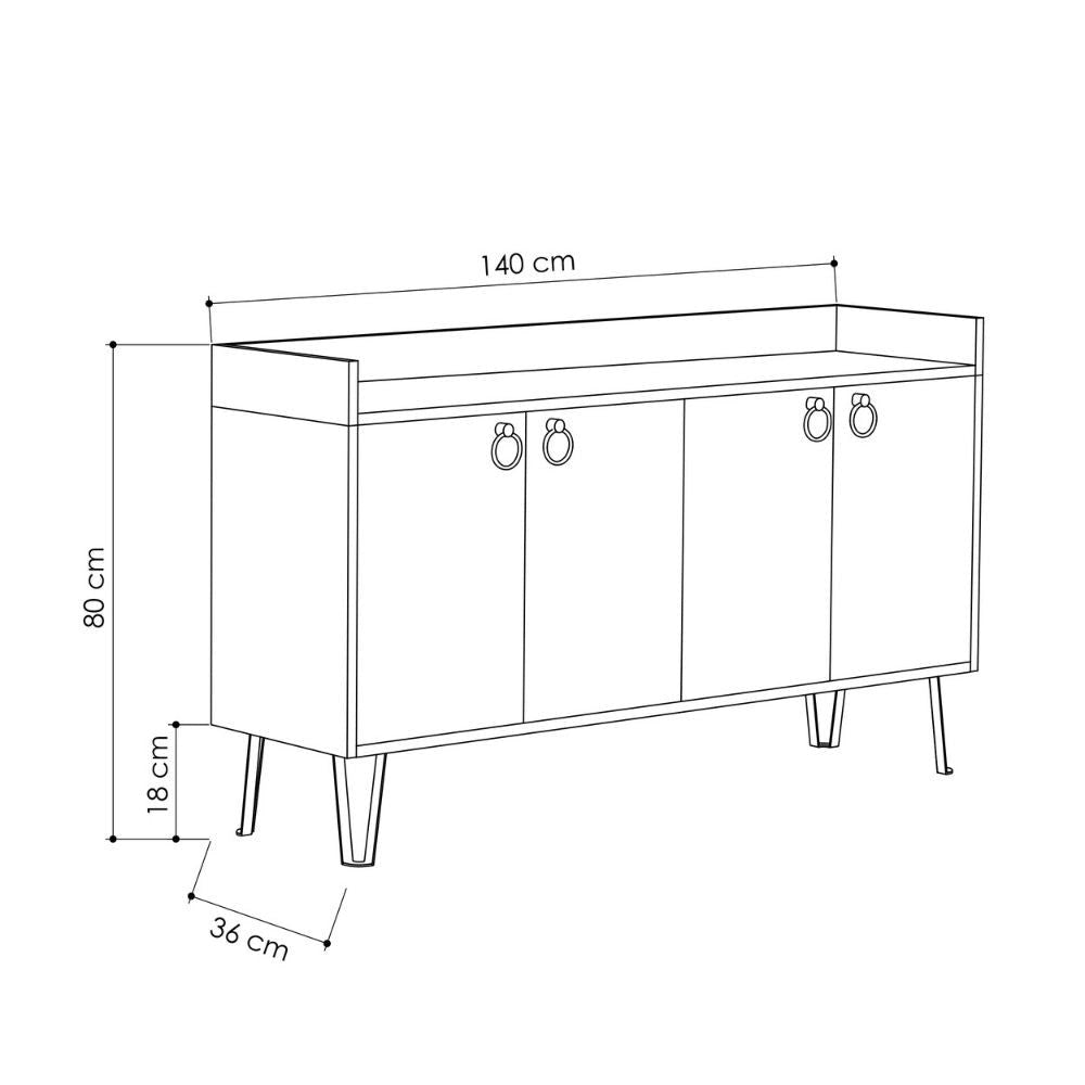 Madia Dea 4 ante antracite tortora 140x36x80 h cm