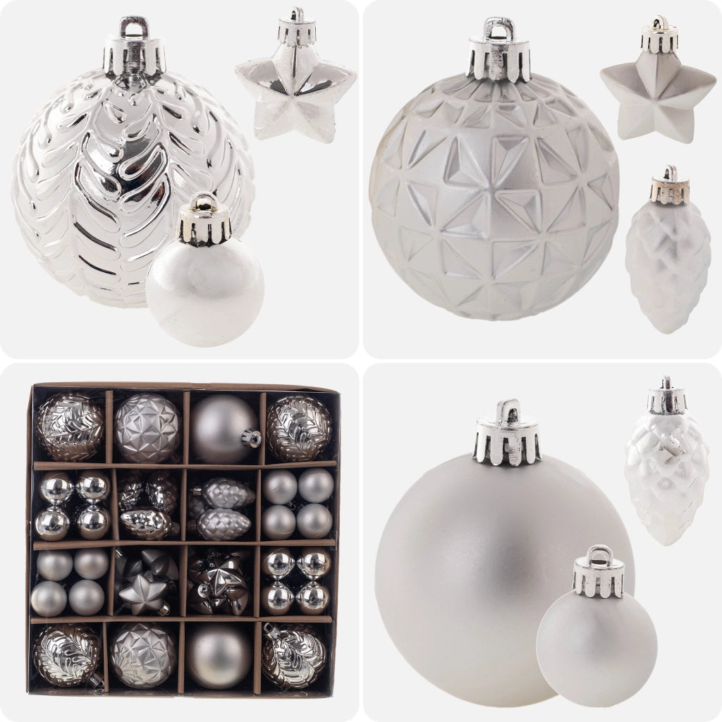 Set di 60 palline di Natale infrangibili KADAX, colore argento.