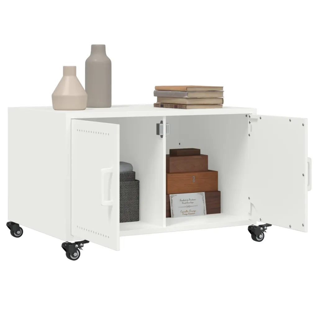 Tavolino da Salotto Bianco 68x50x43,5 cm in Acciaio