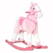 Cavallo a Dondolo in Legno con Suono Animale Regalo Giocattolo per i Bambini, 74 x 28 x 65 cm, Rosa