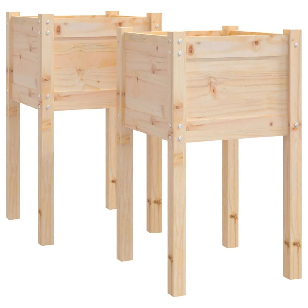 Fioriera rialzata per piante fiori giardino terrazze esterne set da 2 40 x 40 x 70 cm legno di pino massiccio marrone 02_0038899