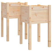 Fioriera rialzata per piante fiori giardino terrazze esterne set da 2 40 x 40 x 70 cm legno di pino massiccio marrone 02_0038899