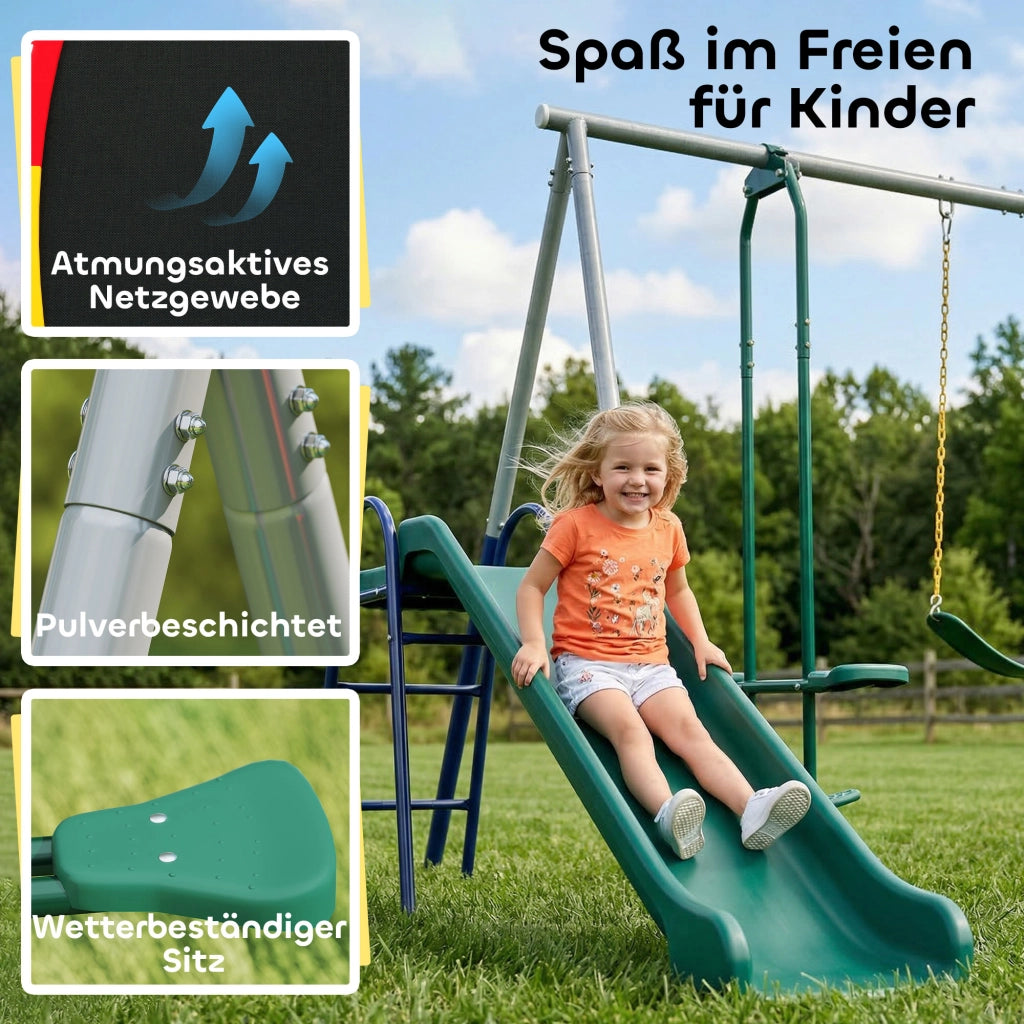 Altalena 5 in 1 con Scivolo e Altalena Nido ¨C zephmum ¨C 382x196x203 cm Multicolore