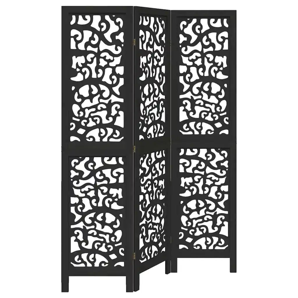 Divisorio Ambienti | Divider per stanze | Paravento 3 Pannelli Nero Legno Massello di Paulownia