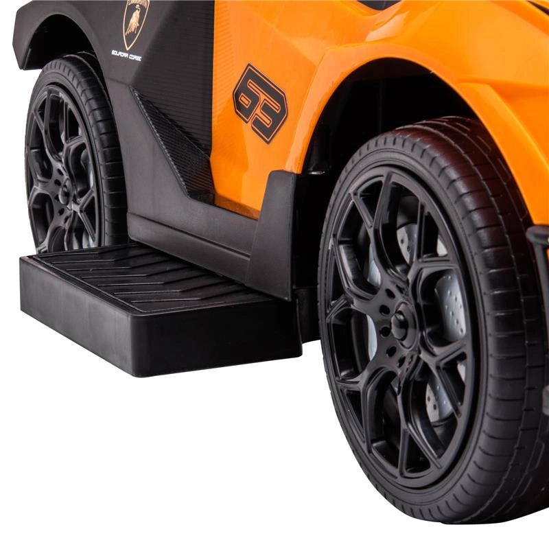 MACCHININA PER BAMBINI 2 IN 1 CON MANIGLIONE E BARRIERA DI SICUREZZA 86.5X40X89.5 CM ARANCIONE E NERO