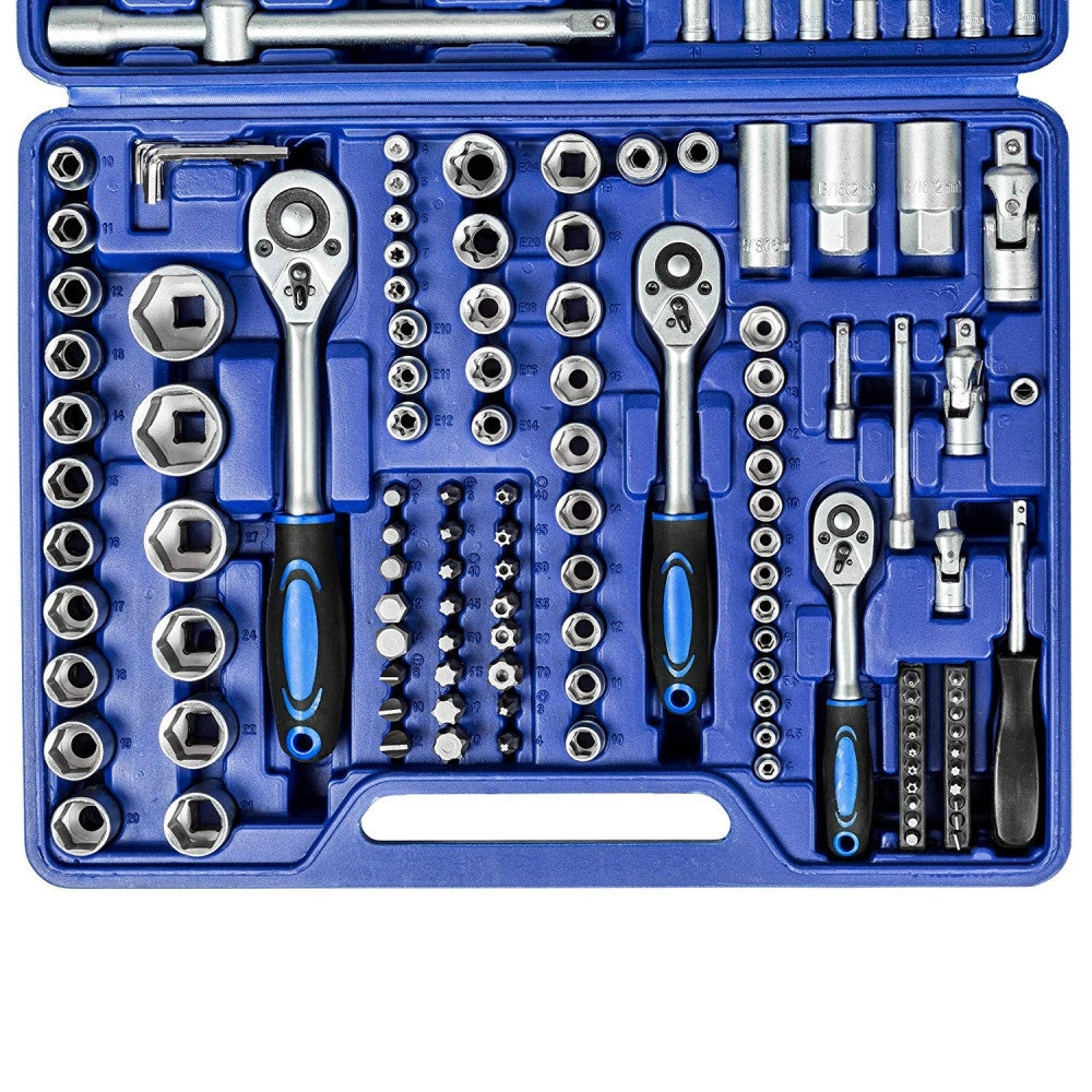 Trade Shop - Kit Inserti + Bussole Boccole Impronta Torx Esagonale Con 3 Cricchetti 171 Pz -