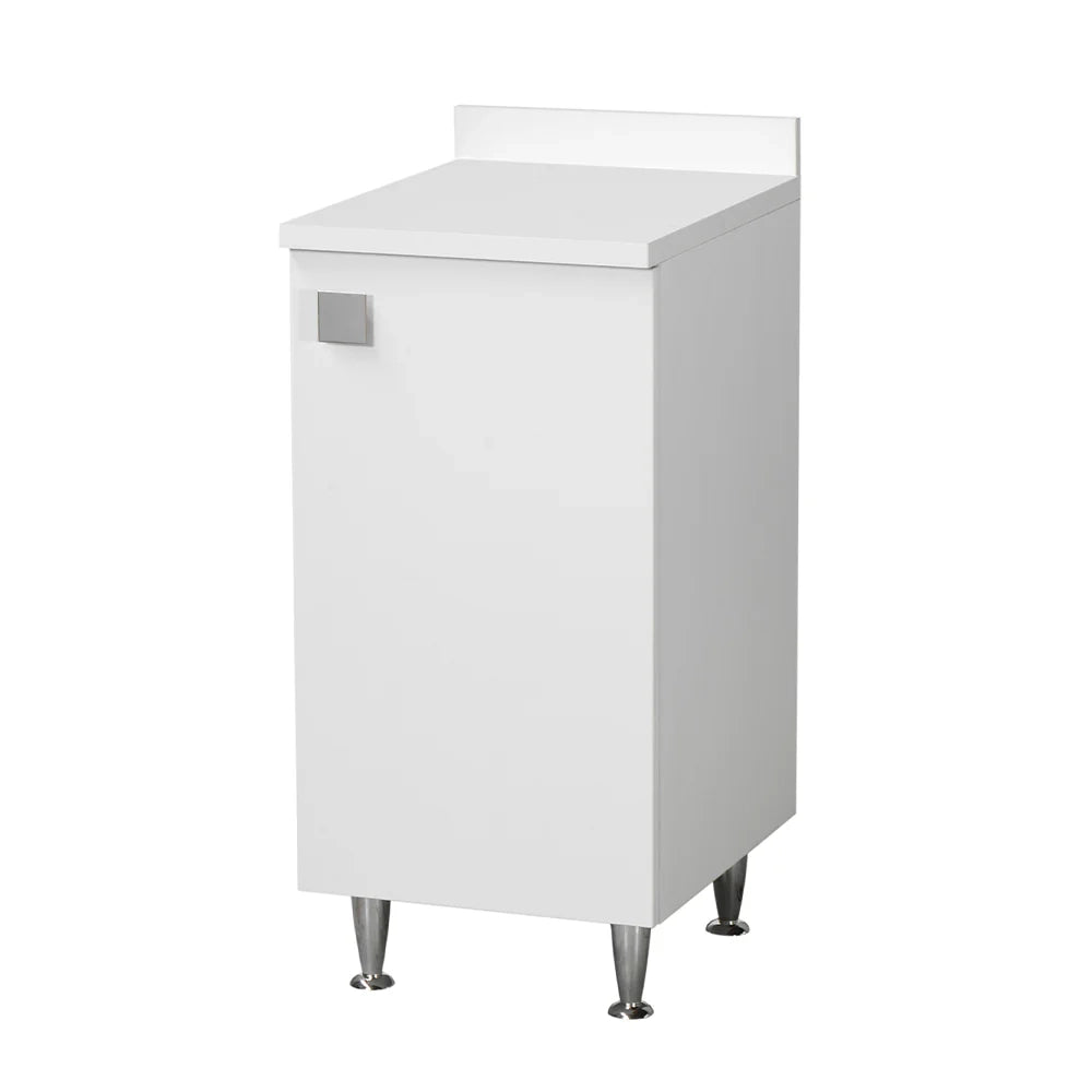 Mobiletto con Alzatina Bianco | Mobile Multiuso con Piedini in Metallo e Ripiano Regolabile | Già Assemblato per Bagno, Lavanderia, Cucina e Ingresso
