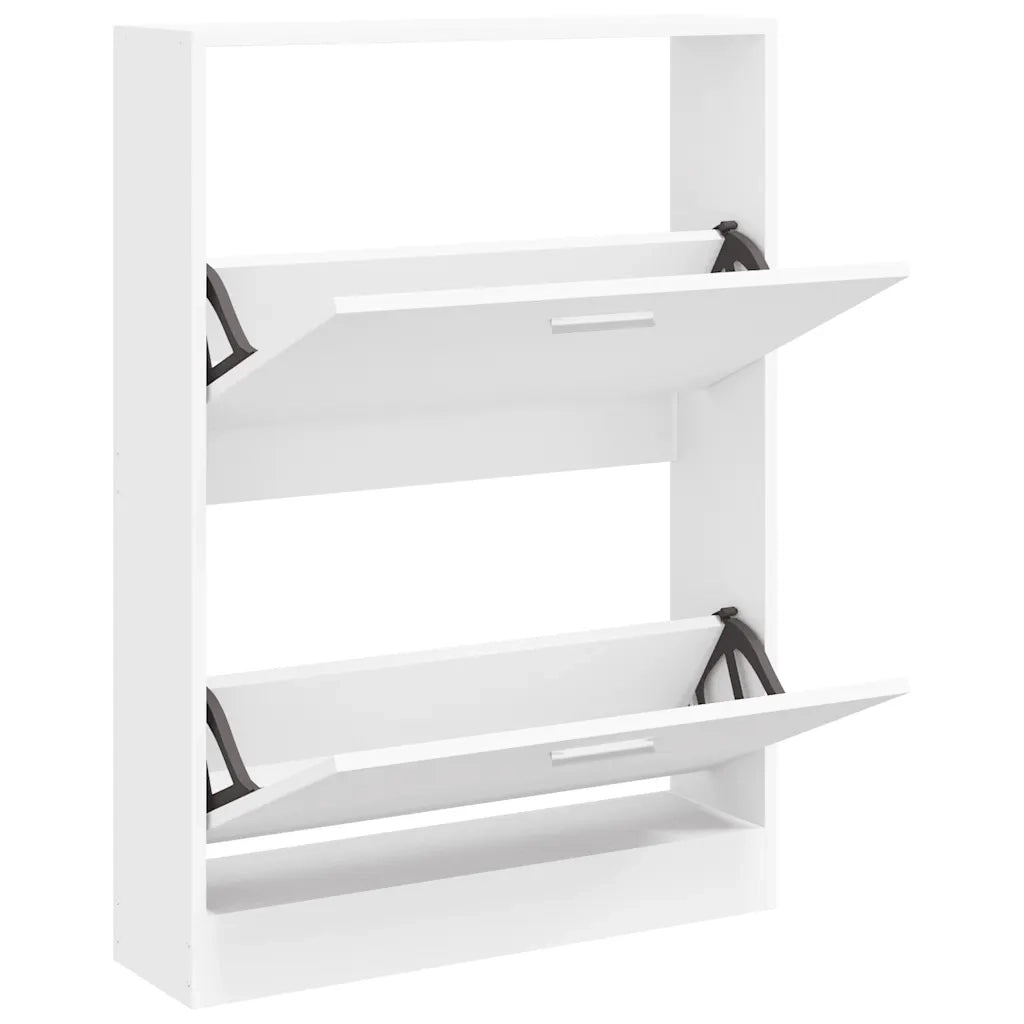 Scarpiera Bianca 59x17x81 cm in Legno Massello di Argilla 342534